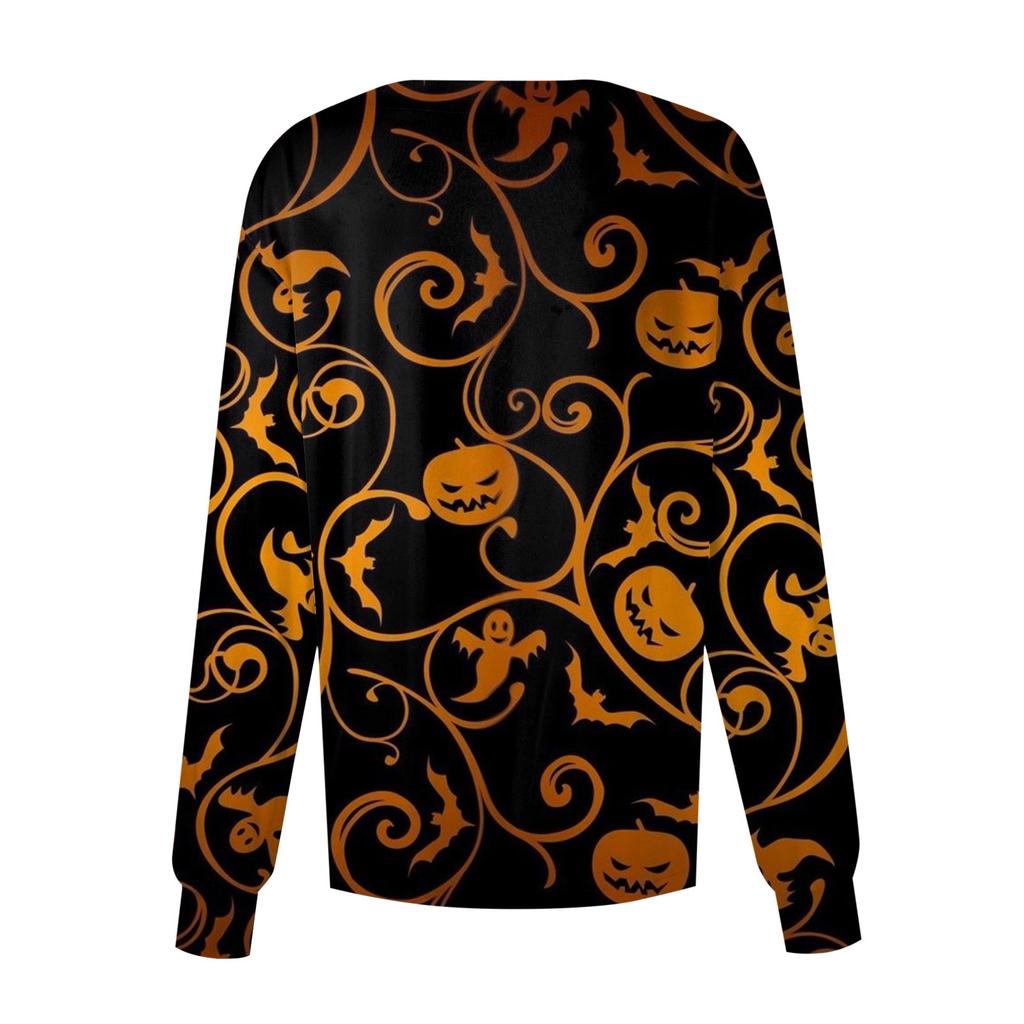 Ženy Vzor s dlouhým rukávem Kapsa Pracovní Halloween Potisk Stojací límec Jednořadý ochranný overal Cardigan Bunda Top