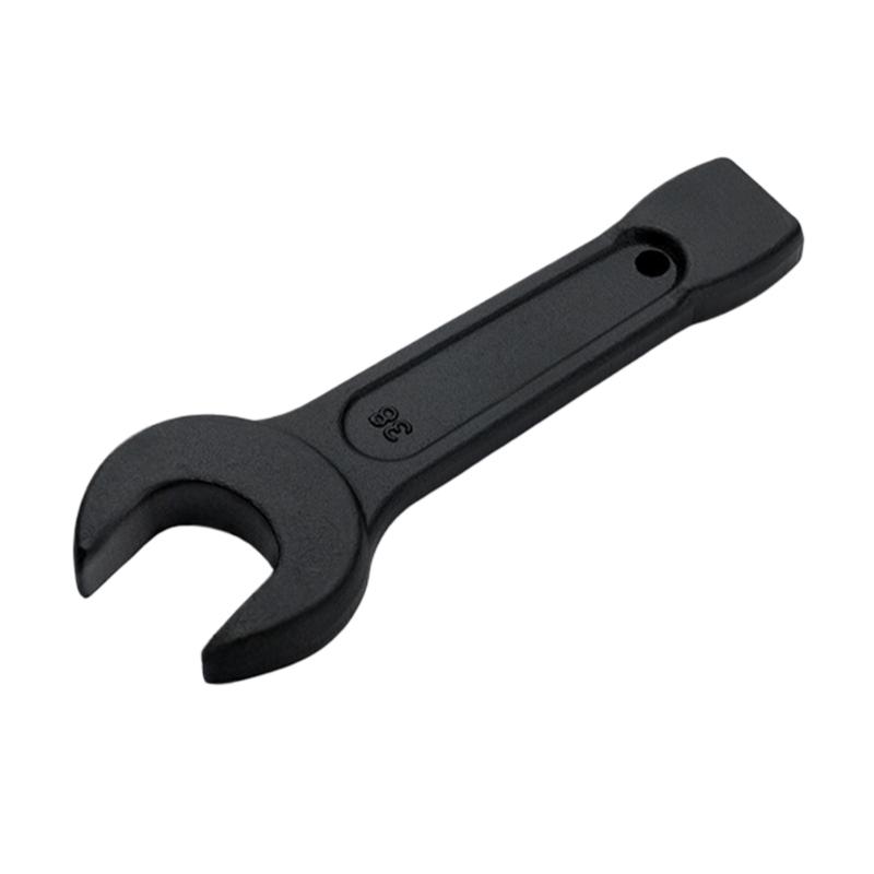 Solid Steel Open Slugging Wrench Spanner Black Coated Repair Tool with Hit-End Tail for Equipment Service and Fastener Care