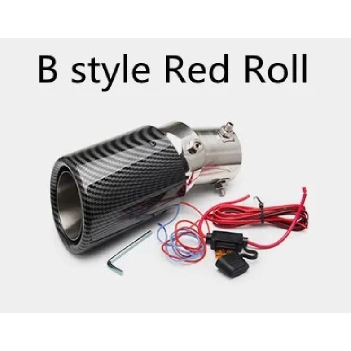 Universal Carbon Fiber Luminous Tail Throat Tail Pipe Muffler Blue and Red LED Light