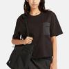Timberland Solid Color Single Pocket Logo Embroidered Round Neck Short Sleeve T-Shirt Women Tops Black A6AAS-001