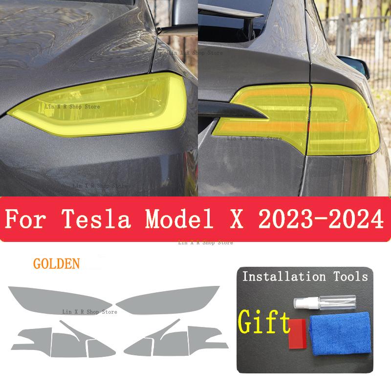 For TESLA Model X  2024 Car Exterior Headlight Anti-scratch Front Lamp Tint TPU Protective Film Repair Accessories
