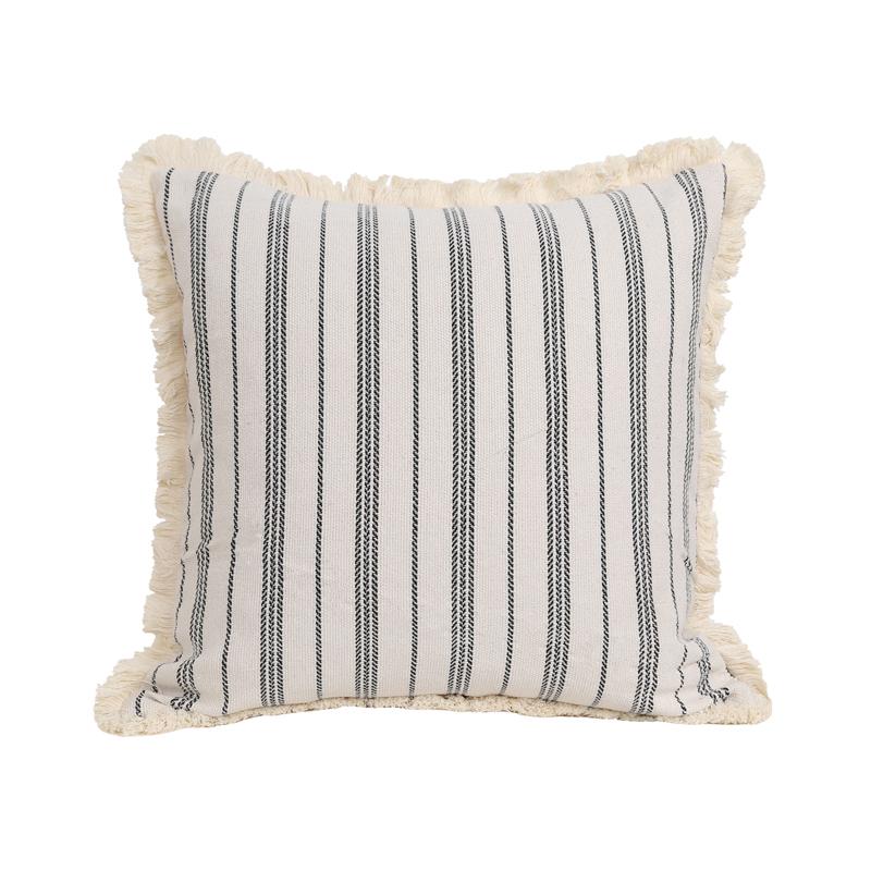 1Pc Striped Jacquard Throw Pillow Case, Retro Geometric Cushion Case with Tassels, Room Decor Party Decor, No Pillow Insert