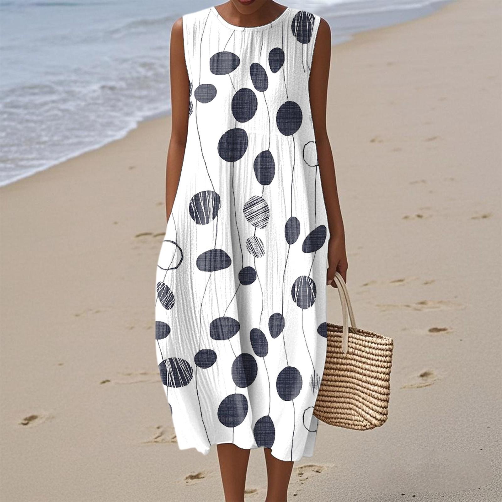 

Женское модное повседневное платье без рукавов с круглым вырезом и цветочным принтом, элегантное, темпераментное M бежевый