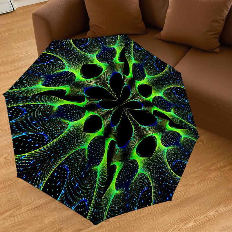 1pc Psychedelic Patterns Automatic Open/Close Umbrella with Windproof, 8-Rib Sturdy Canopy, Durable Ribs, Fashionable Design1198A