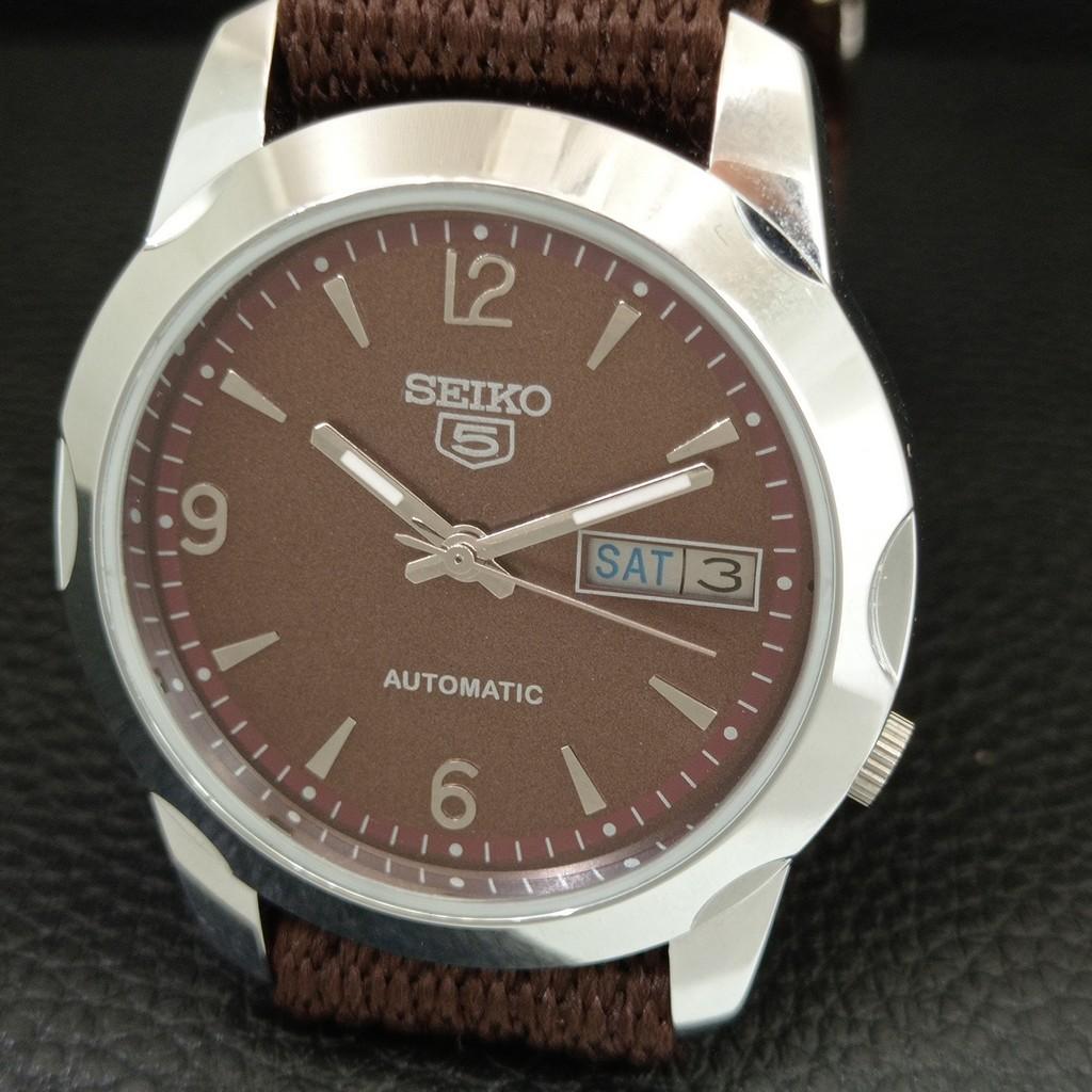 AUTOMATIC VINTAGE REFURBISHED SEIKO 5 JAPAN MENS BROWN DIAL WATCH a445674-1