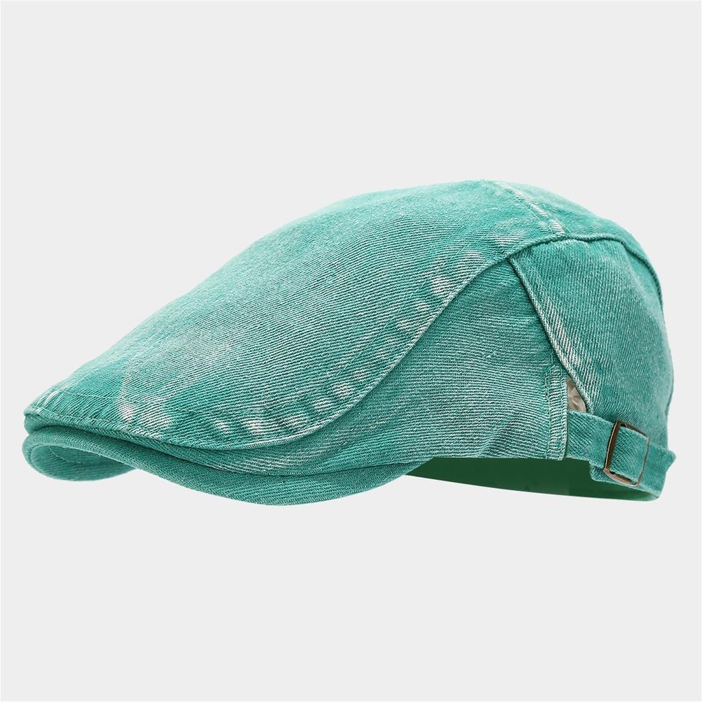 Washed Distressed Denim Work Cap Reverse Beret