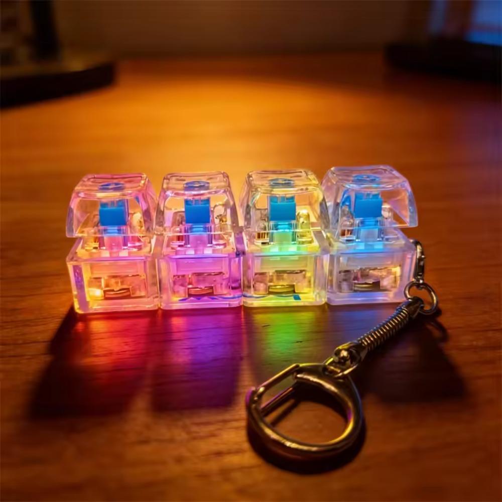 Beleuchtet LED Tastatur Schlüsselanhänger Fidget Spielzeug Clicker Sensorisches Spielzeug Stressabbau für Tastatur Schlüsselanhänger Fidget Gadget für Erwachsene Spielzeug