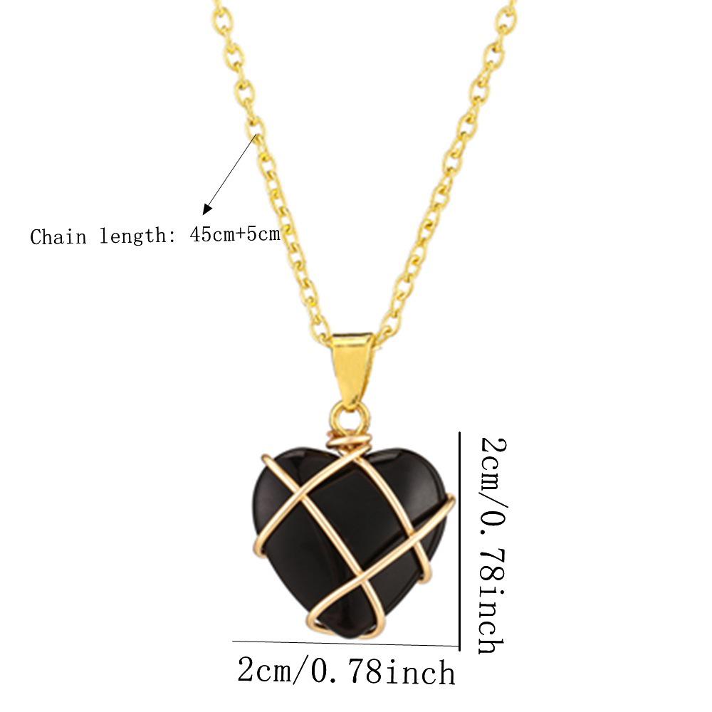 Crystal Heart Necklace with Natural Colored Gemstone Pendant - DIY Wire-Wrapped Heart Shape