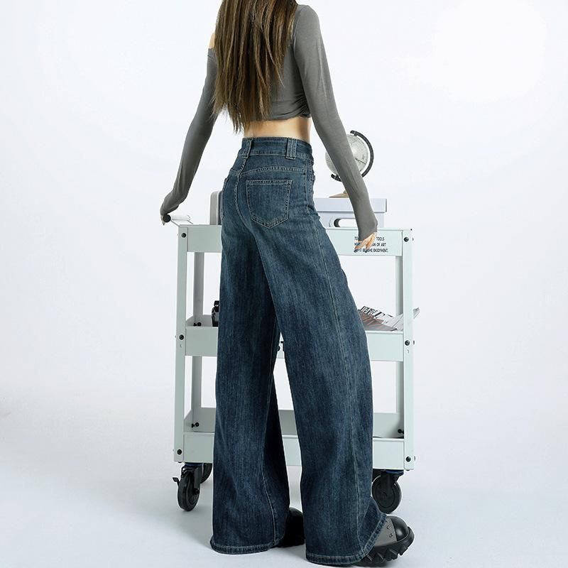 Women's Autumn Drooping and Versatile Straight-leg Mopping Pants for Women's Autumn High Waist Wide-leg Pants for Women's Autumn