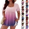 Women's Fashionable Casual Short Sleeve Loose Fit Button Front Printed Blouse