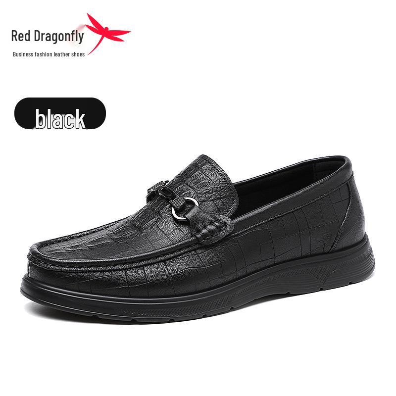 Red Dragonfly Men s Genuine Leather Loafers - Spring Slip-on Casual Sheepskin Driving Shoes with Soft Sole 39
