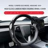 For Tesla Model 3/Y Highland Juniper Steering Wheel Cover Carbon Fiber Leather Anti-Fur Sport Steering Wheel Car Accessories
