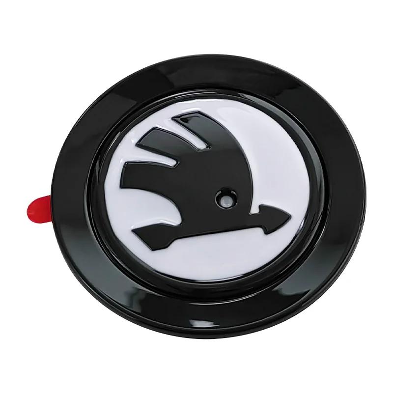 WMZW4 ABS Car Interior Steering Wheel Badge Emblem for Skoda Kodiaq Kamiq Karoq Superb Octavia Rapid Rapid Fabia Logo Auto Accessories