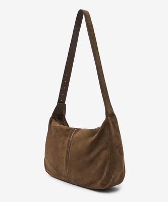 Minav Margaret Suede Crossbody Bag [Brown]