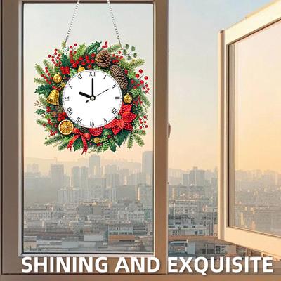 2D Flat DIY Special Shape Clock Hanging Diamond Art Kits Diamond Painting Set Diamond Clock Art Pendant Wall Door Decoration