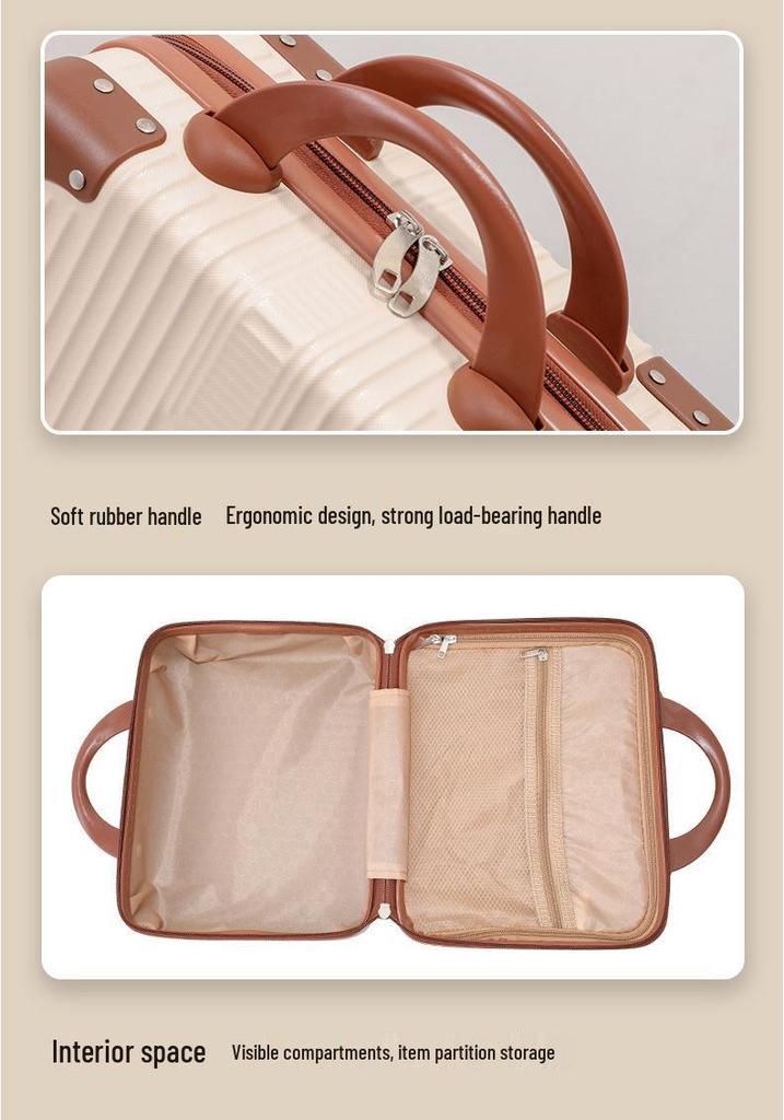 Personalized 14" Mini Makeup Suitcase: Ultra-Light Handbag with Small Gift Box and Password Lock.