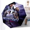 Wednesday AddamsThemed Automatic Opening and Closing Umbrella - 8 Ribs, Suitable for Leisure and Going Out, Outdoor Accessory, Gothic Style,