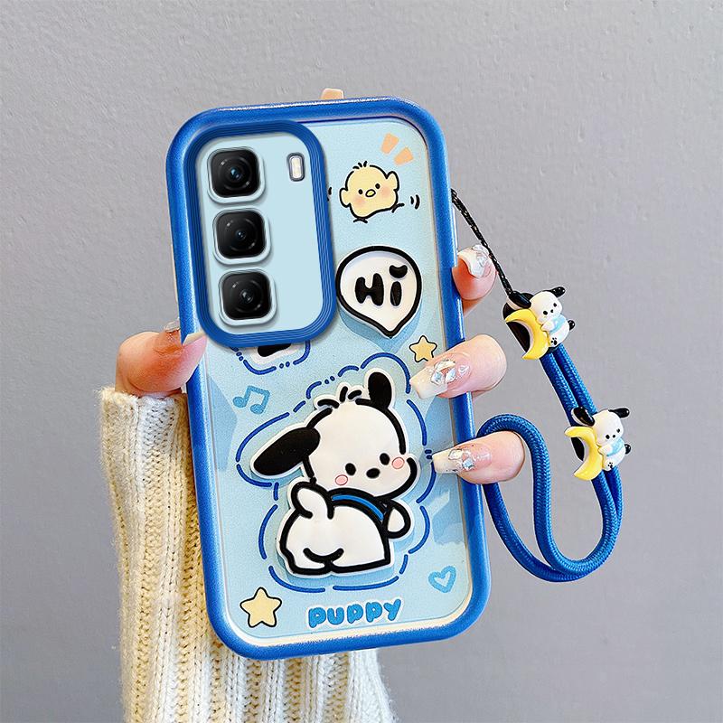 KEYSION Shockproof Case for Infinix Hot 50 4G 5G with Lanyard Soft Silicone Cute 3D Cartoon Doll Phone Cover for Infinix Hot 50 Pro 4G