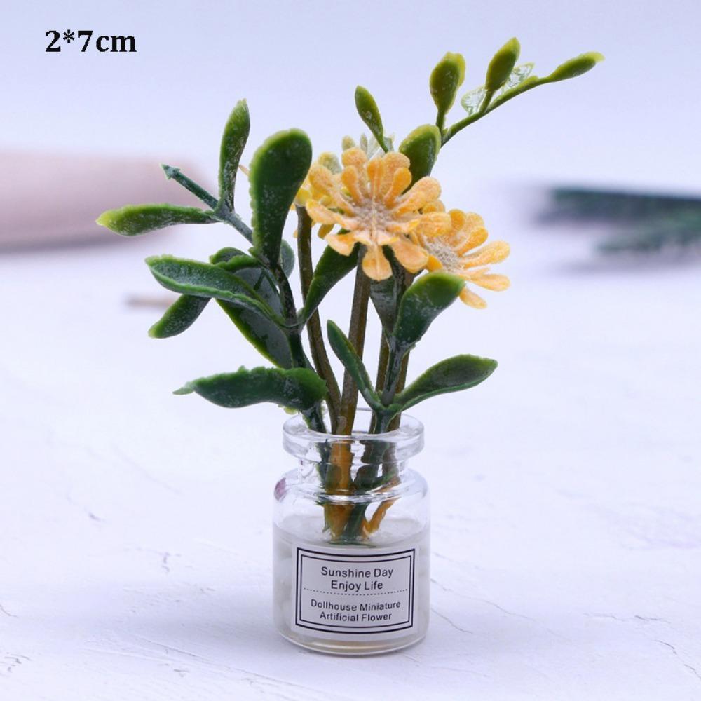 1:12 Dollhouse Miniature Simulation Vase 8 Styles Finished Flower Miniature Dollhouse Decorations