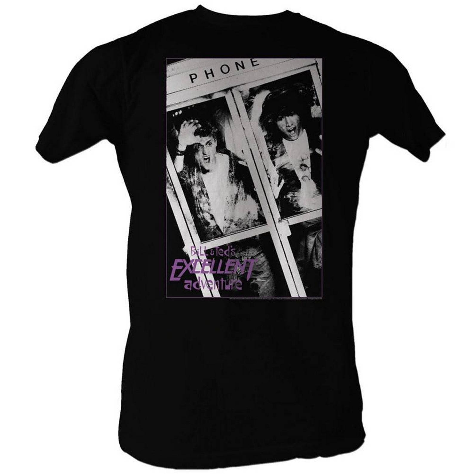 Bill and Ted Black and White Black Adult T-Shirt S