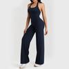 European Backless Wide-Leg Yoga Jumpsuit with Built-in Bra