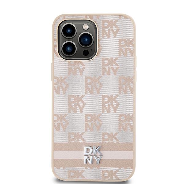Dkny Dkhcp14Xpcptssp Iphone 14 Pro Max6.7 Różowy/Pink Twarde Etui Skórzana Kratka Wzór Mono I Drukowane Paski