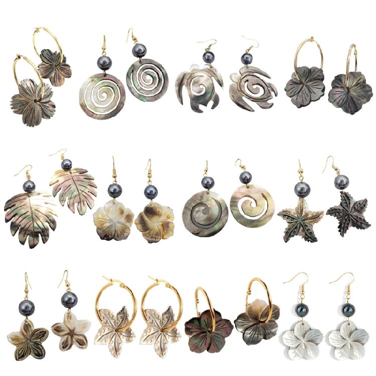 Women Earrings Balck Natural Shell Ear Rings Ornament Jewelry for Party Birthday