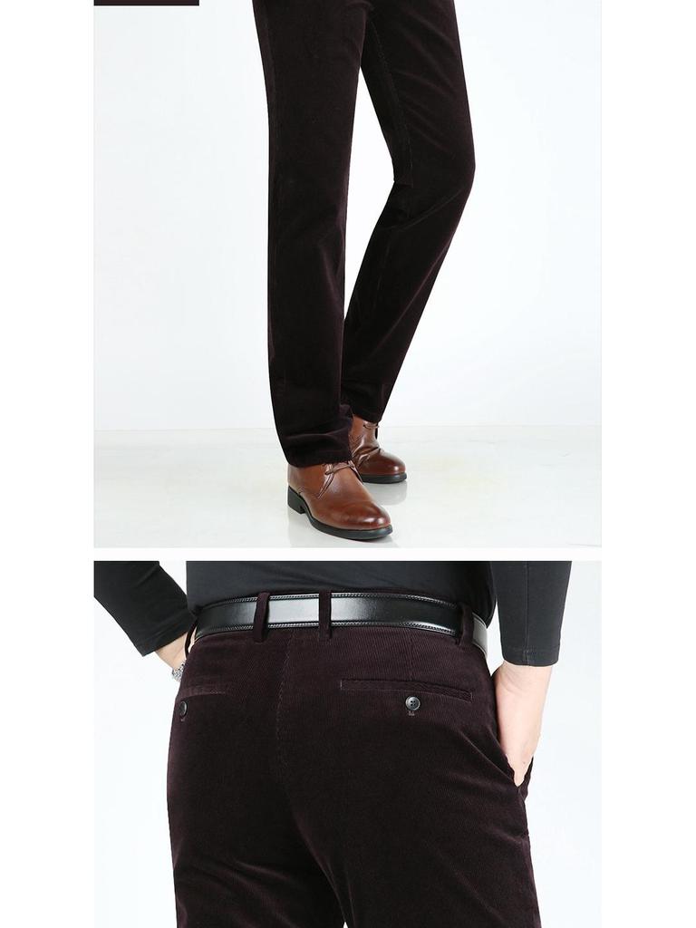 Men's Loose Straight-Leg Corduroy Pants - Pure Cotton Casual Wear for Autumn/Winter