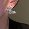 Silver Needle Diamond Zircon Butterfly Earrings Light Luxury Temperament Design Sense Earrings Personality Fashion Cold Wind Earrings