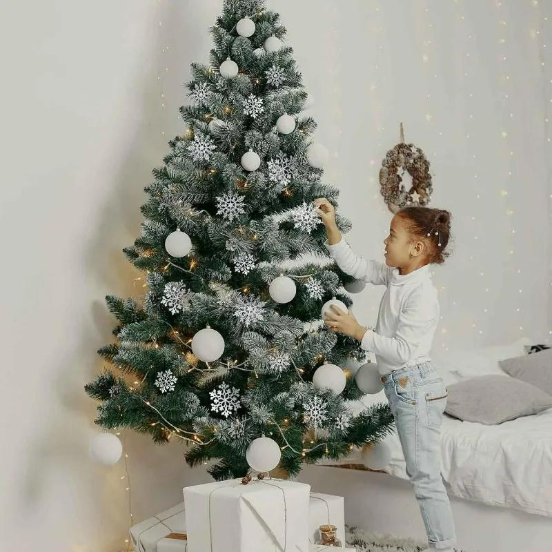 Christmas Tree Snowflake Pendant Electroplating Snowflakes Hanging Decoration Festival Party Add Atmosphere Decorative Pendants