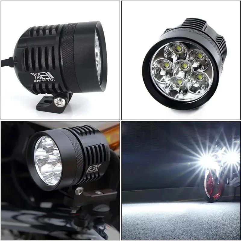 1/2pcs 60W 6500LM 6LED Motorcycle Headlight - Waterproof Driving Spotlight Front Fog Light for Moto Auto Parts