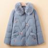 Mom winter velvet thickened cotton-padded jacket fur collar embroidered cotton-padded jacket middle-aged women's cotton-padded jacket new