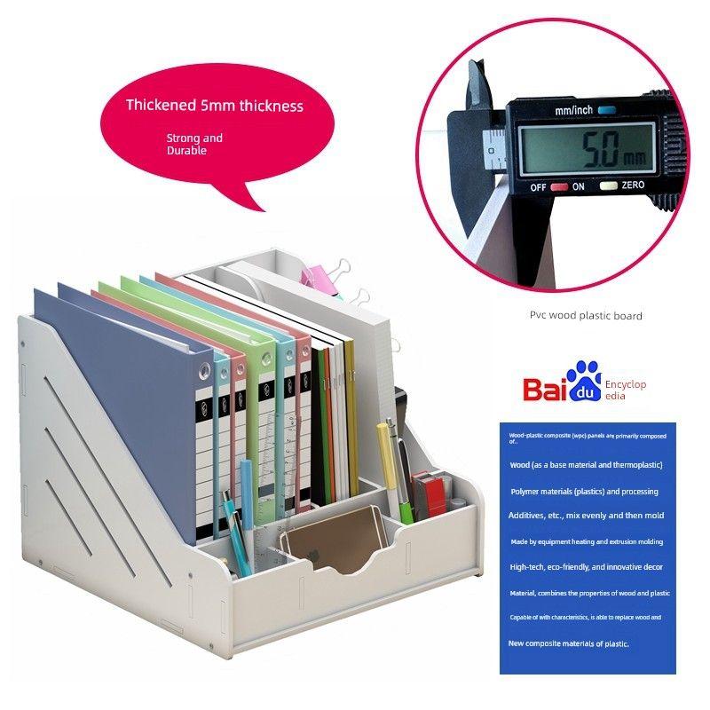 File Box Document Rack Four-Column Office Supplies Desktop Storage Basket Folder Storage Box Thickened Quadruple File Shelf