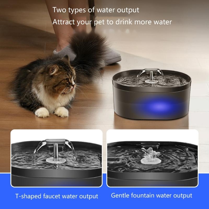 T Shape Outlet Pet Water Dispenser 2.2L Quiet Operations Food Grade Plastic Pet Water Fountain Hydrations Systems