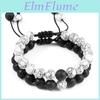 Rope Bracelet Set Couple Braided Black White Beaded Natural Tiger Eye Lava Stone Bracelets Charm Jewelry Gifts For Bets Friends
