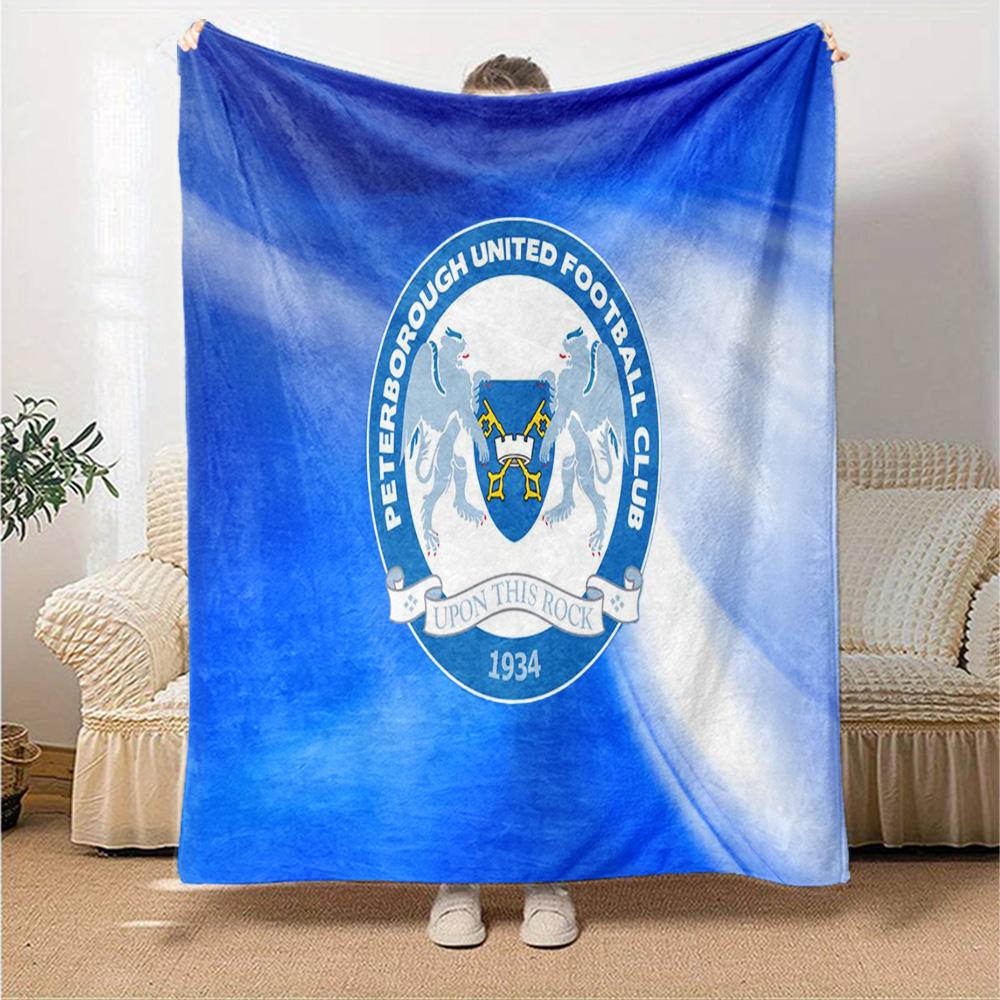 Peterborough Crest Flannel Blanket, Soft Polyester, Modern Design, All-Season for Camping, Travel, Gifts for holidays or birthdays