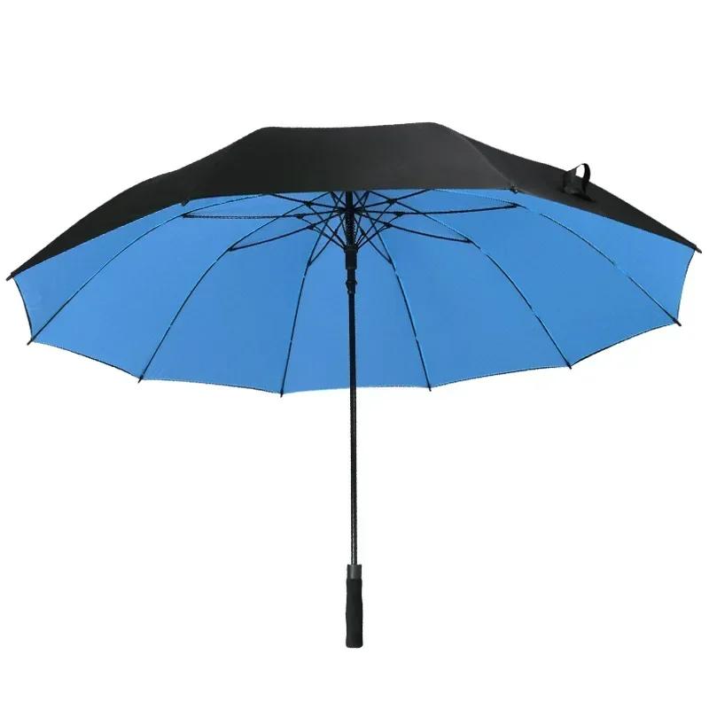 185CM Large Golf Umbrella Male Manual Long Handle Resistant UV Protection Parasol Shade Travel Beach Umbrella Windproof Strong
