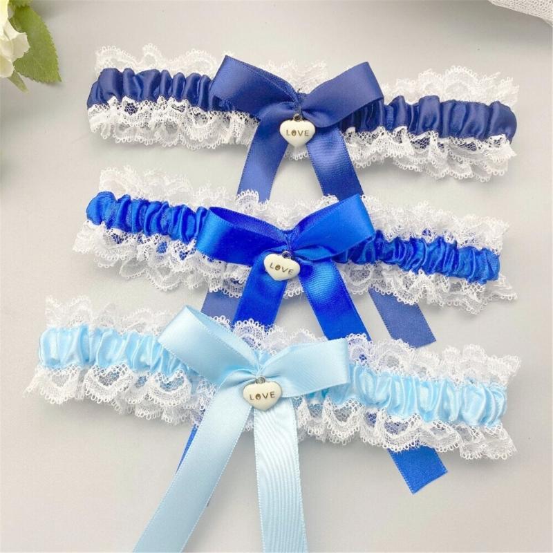 Bride Wedding Lace Garter Elastic Leg Band Lace Trim Design Leg Decoration for Formal Event Proms Ceremony Accessories