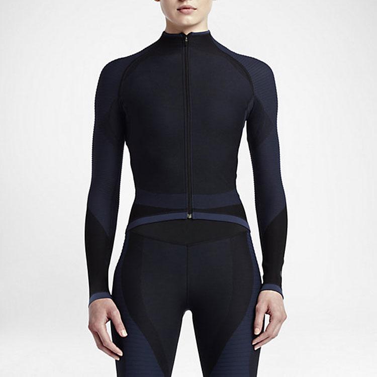 Nike Color Block Casual Logo Retro Sports Stand Collar Long Sleeve Jacket Women jackets Black 803084-010