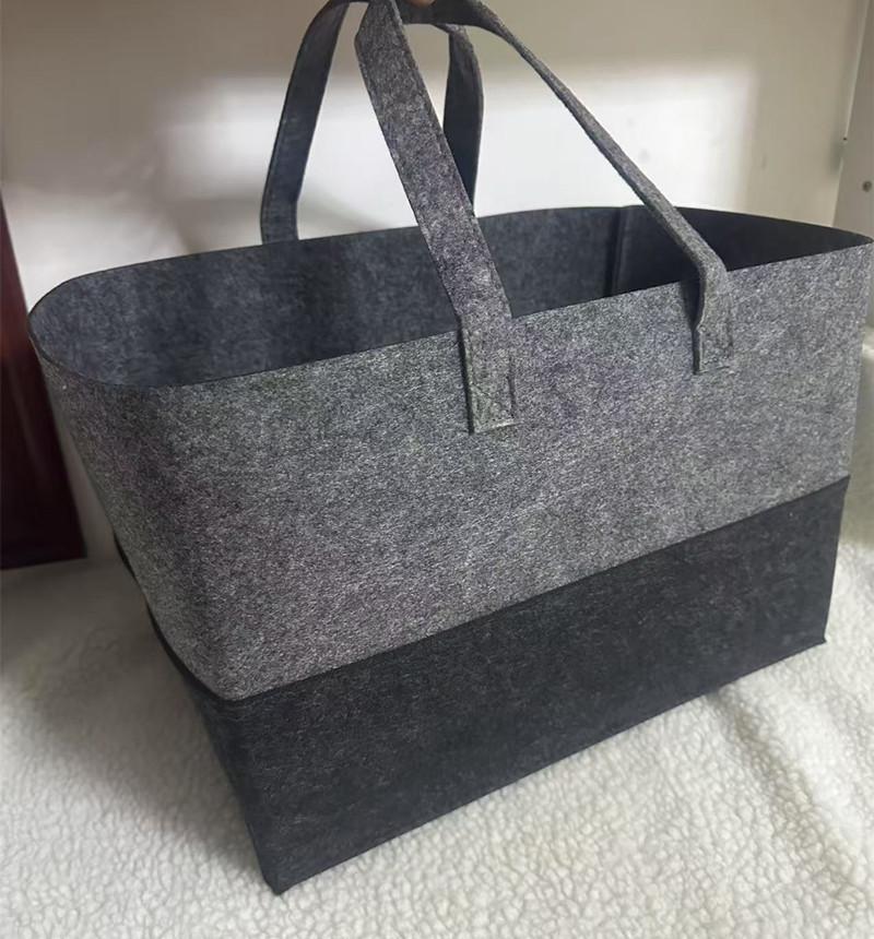 

Large Capacity Felt tote bag double color Portable Storage Box For daily shopping Toy Book Sundries Storage With Handle 38X25X25cm