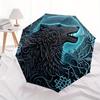 1pc Wolf Moon Compact Travel Umbrella, Automatic Folding Lightweight Windproof 8-Bone Reinforced Design, Portable for Backpack Durable Canop