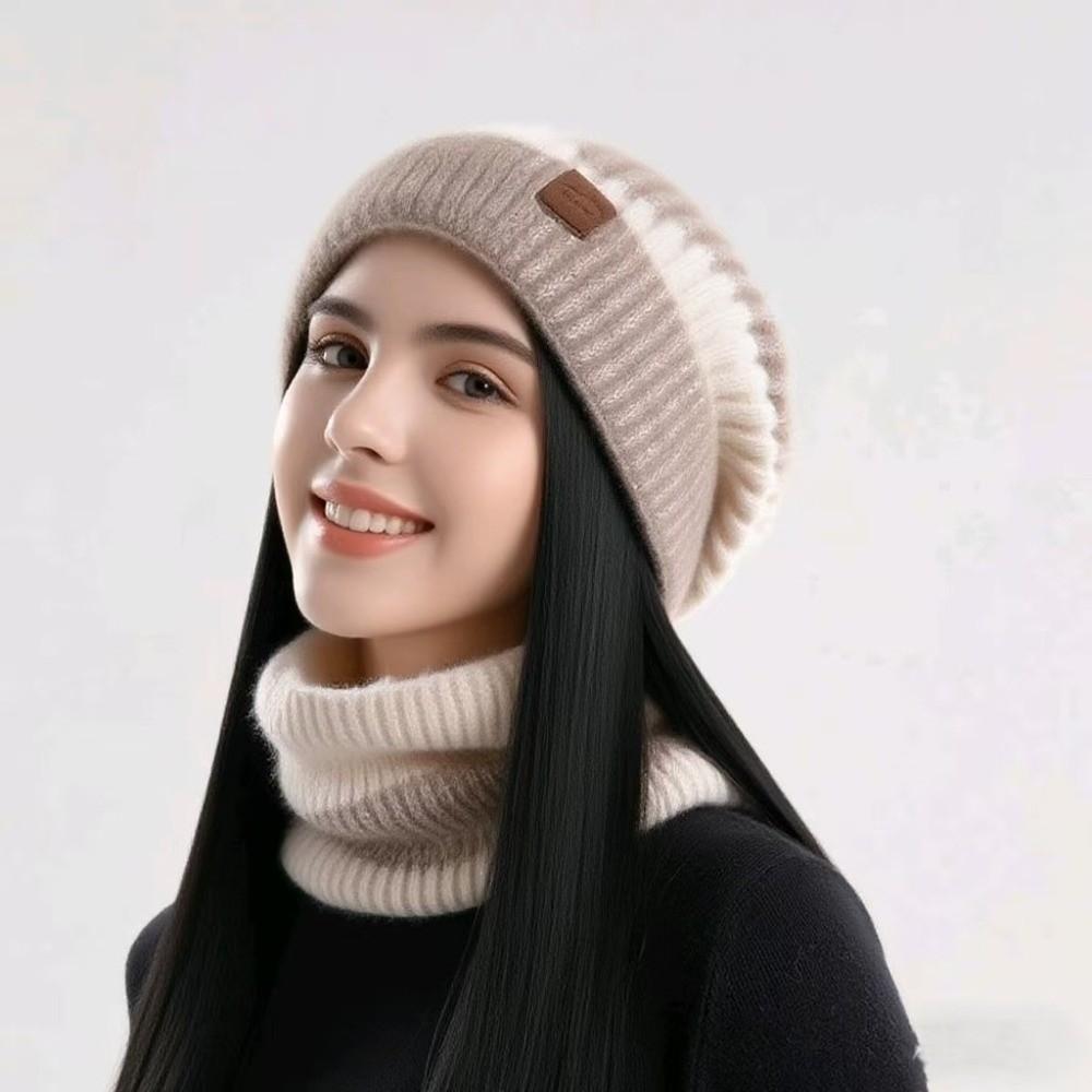 soft Winter Beanie Hat Scarf Set Thicken Warm Wool Hat Thermal Knit Cap  Winter Season