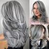 Long Curly Synthetic Wigs for Women Grey Natural Hair Wig Female Cosplay Sexy Halloween Costume Wig Gifts Elder Wig