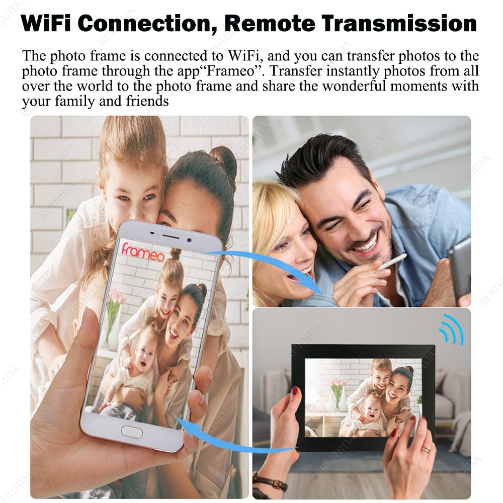 10.1Inch Frameo Digital Photo Frame WIFI Digital Picture Frame Smart Electronic Image Album Bulit-in 16GB for Gift Giving
