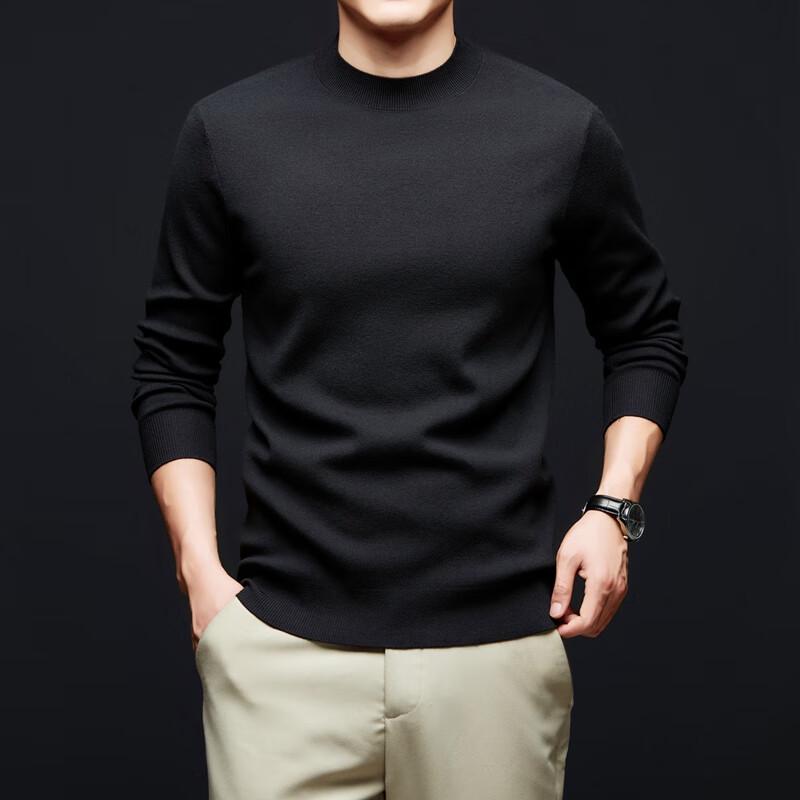Yiliteng Men's Solid Color Mock Neck Knit Sweater
