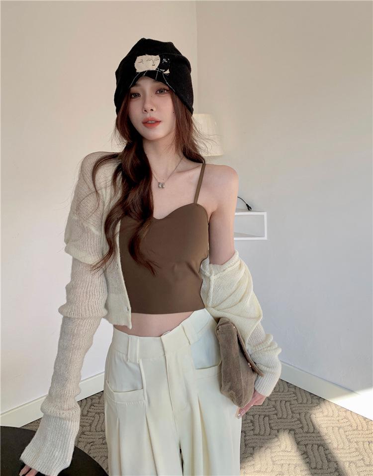 Summer Ice Silk Camisole with Chest Pad - Beautiful Back Bandeau Top