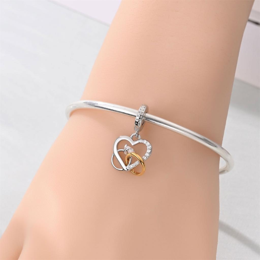 Charm Bead Charms Authentic copper Plated Wedding Ring Pendant Bead Charms Compatible With Bracelets Diy Gift Women Delicate Jewellery Accessory