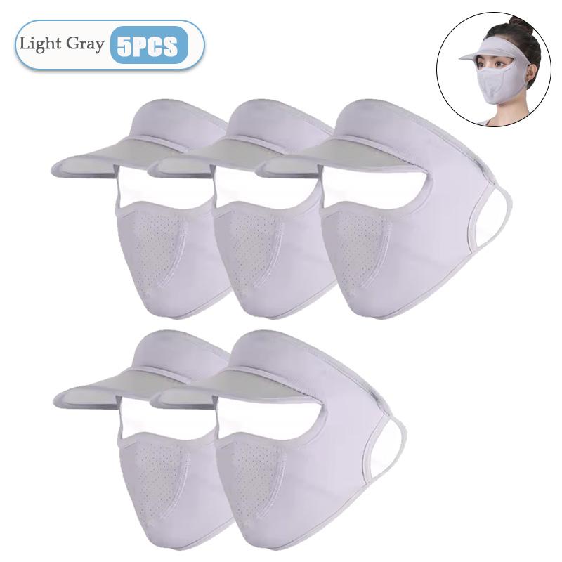 1-20PCS Women‘s Summer Ice Silk Sun Hat with Full Face Mask Breathable UV Protection Lightweight Washable for Outdoor Travel