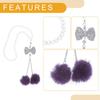 Partuto 1pcs Artificial Crystal Bow Mink Hair Car Rear View Mirror Pendant Accessories Car Hanging Ornament Purple