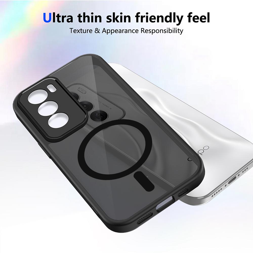 KEYSION Magnetic Phone Case for OPPO Reno12 Pro 5G Silicone+PC Matte Translucent Clear Shockproof Back Cover for OPPO Reno 12 5G